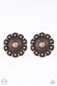 Foxy Flower Gardens - Copper Clip-on Women's Earrings