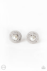 Broadway Breakout - White Clip-on Women's Earrings