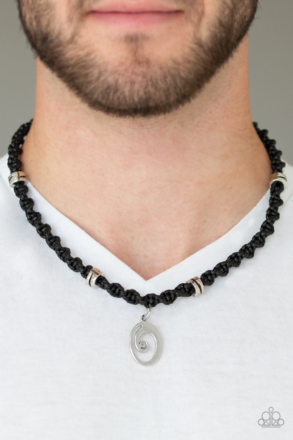 Surfer Spiral - Silver Men's Necklace - Paparazzi