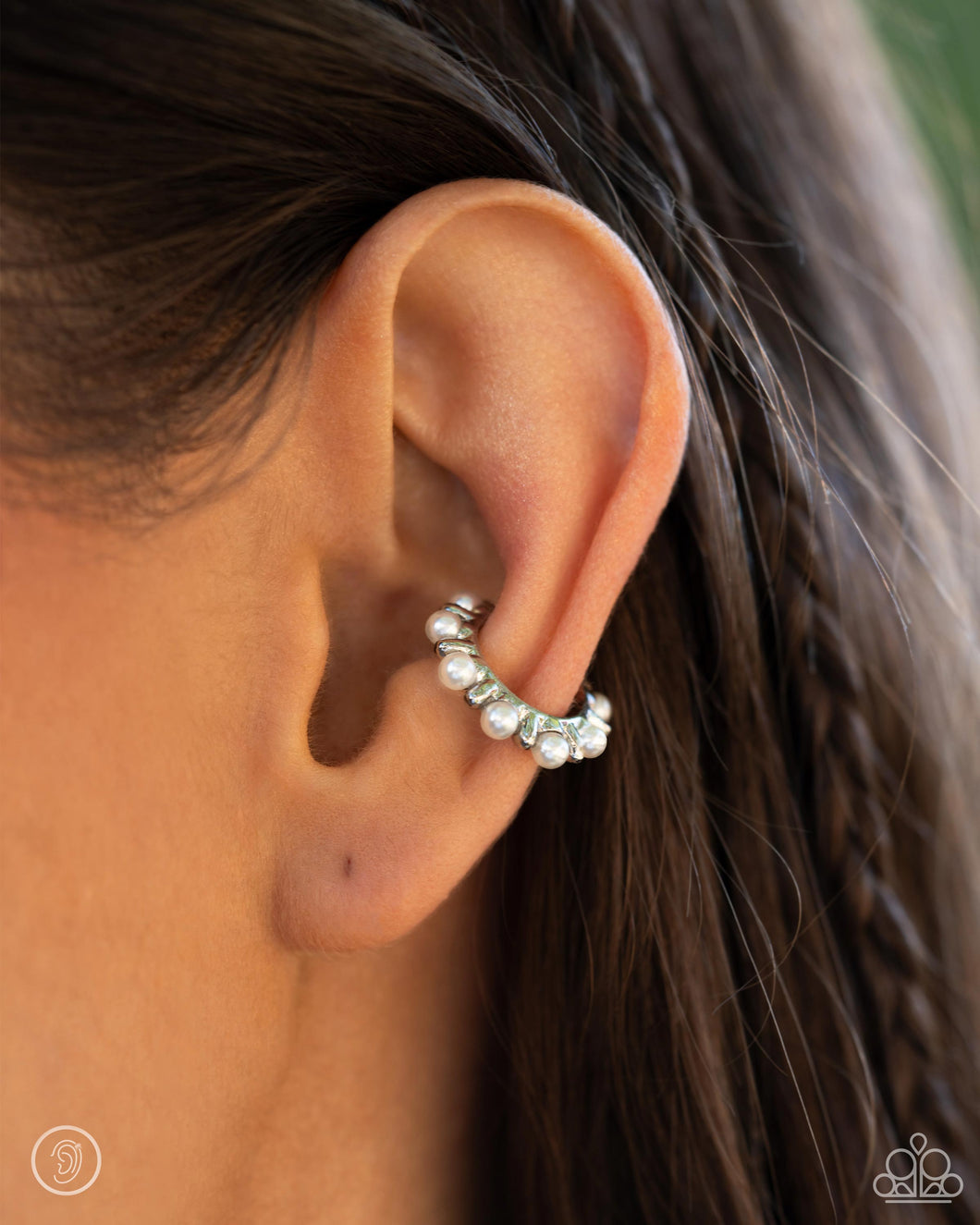 Bubbly Basic - White - Ear Cuffs - EMP 2024 EXCLUSIVE - Paparazzi